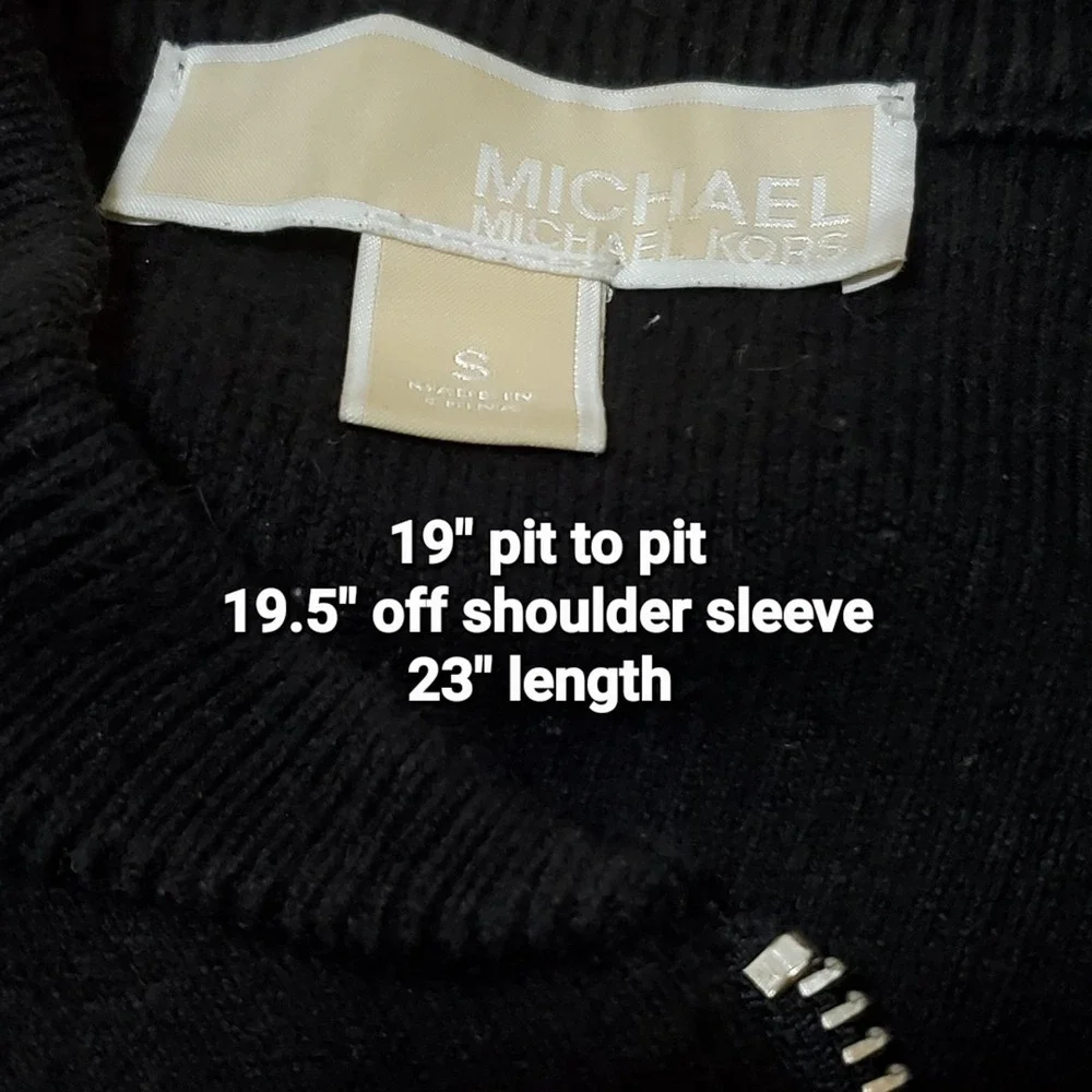 Michael Kors Retro Y2K Knit Full Zip Jacket Faux Leather Sleeve Classic Size S‎